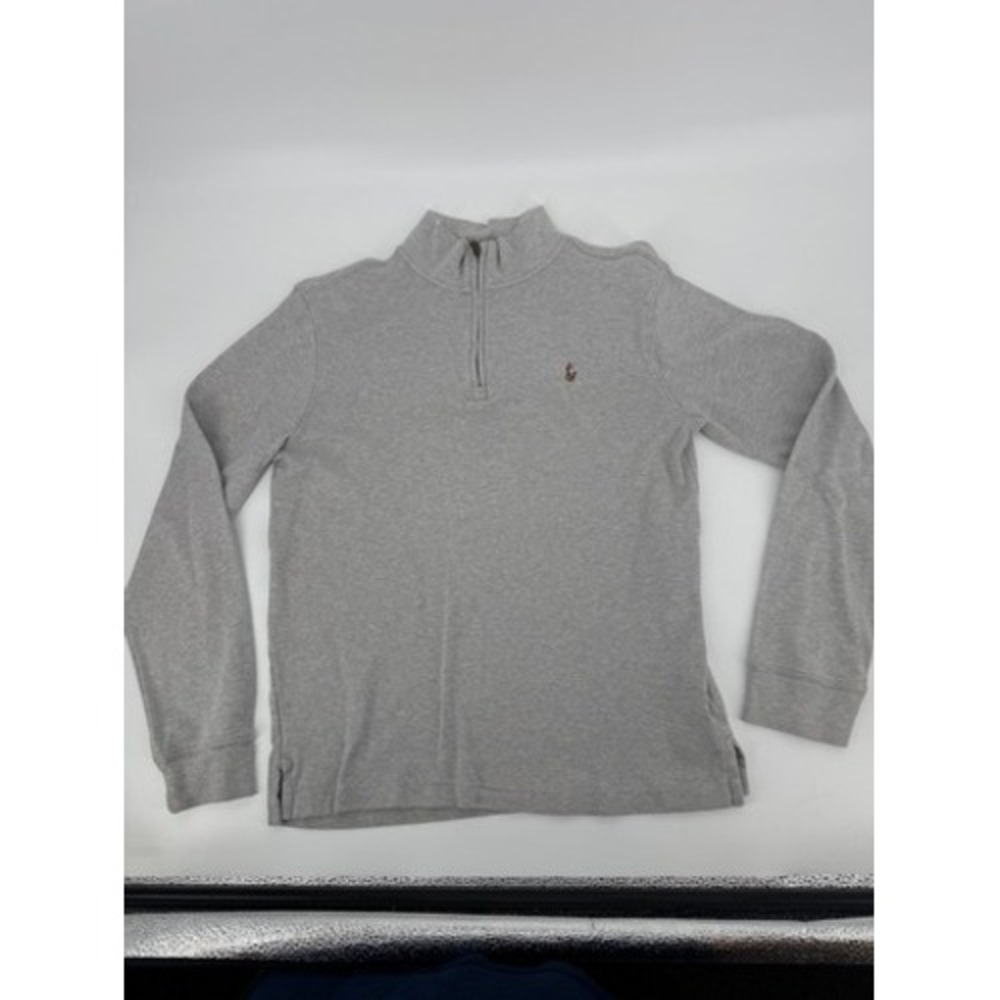 Polo Ralph Lauren Quarter Zip Pullover womens boys XL Gray Pony Logo Sweater
